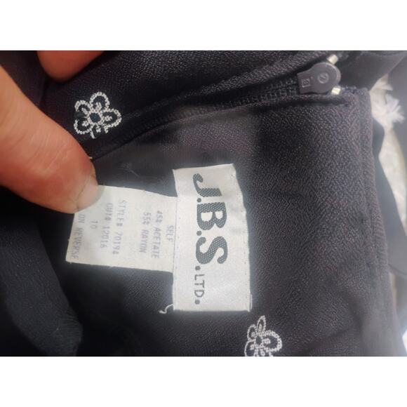 Vintage Navy Blue Maxi Dress Sailor Collar Floral Embroidered Cottagecore Sz 10 - Picture 7 of 11